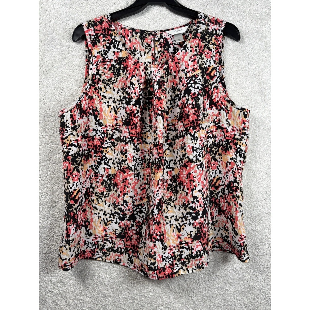 CJ Banks Womens Black Pink Sleeveless Shirt Top Blouse Tank Lightweight XL X
